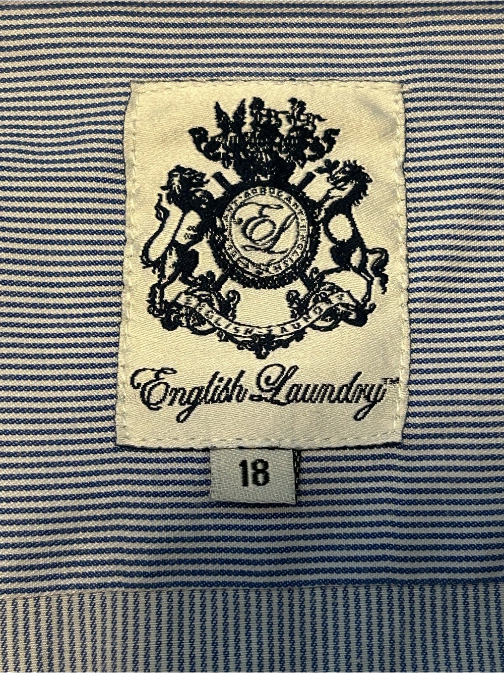 English Laundry Navy and White Striped Dress Shirt